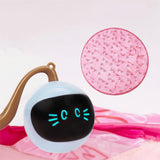 Electric moving cat ball with digital curiosity display and eyes