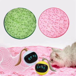 Pink and green circular nylon hunting covers for automatic cat toy ball