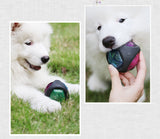 Dog chewing a textured glow-in-the-dark rubber ball toy