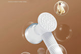 Automatic foaming pet bath brush shown with USB charging cable