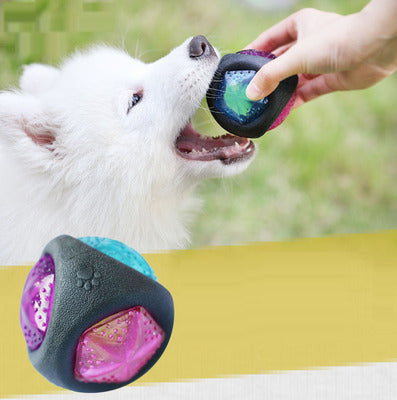 Glow-in-the-dark rubber dog ball interactive chew and fetch toy