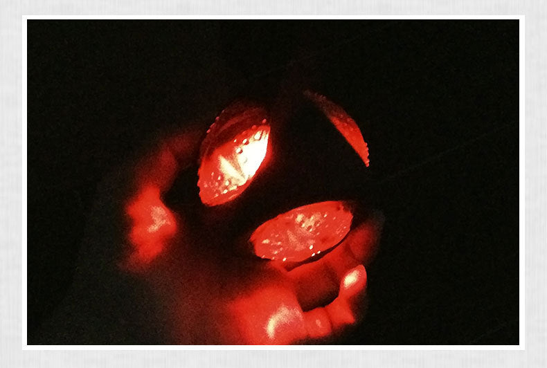 Glowing red interactive dog ball toy for evening play