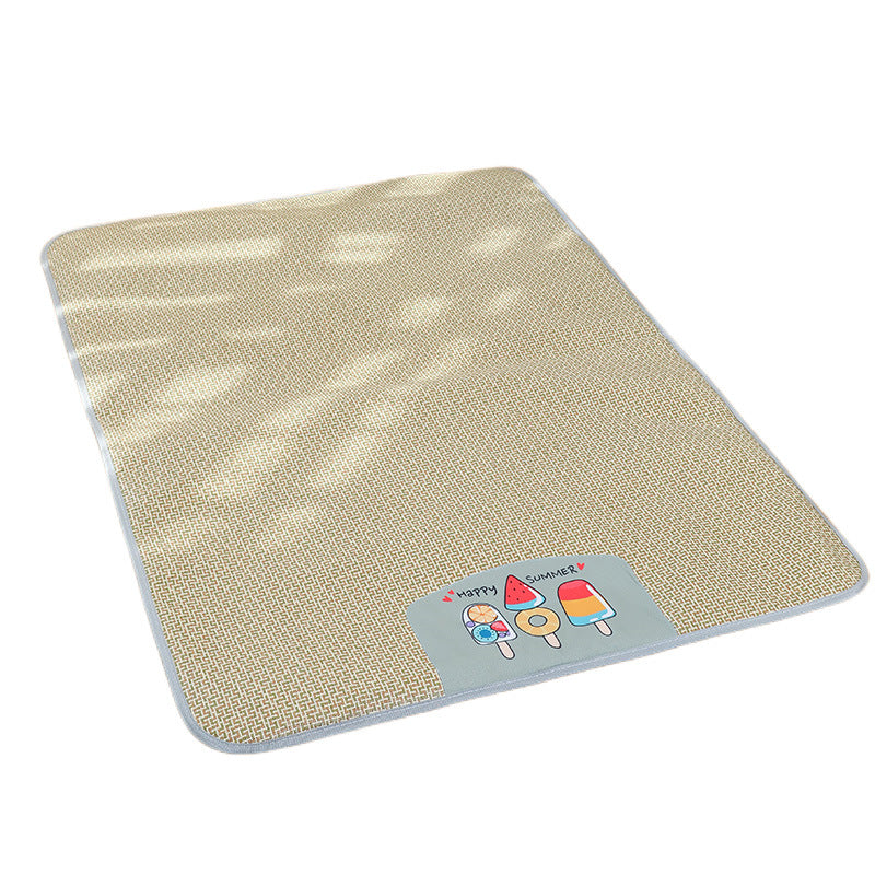 Full view of cooling dog mat featuring Happy Summer ice cream print
