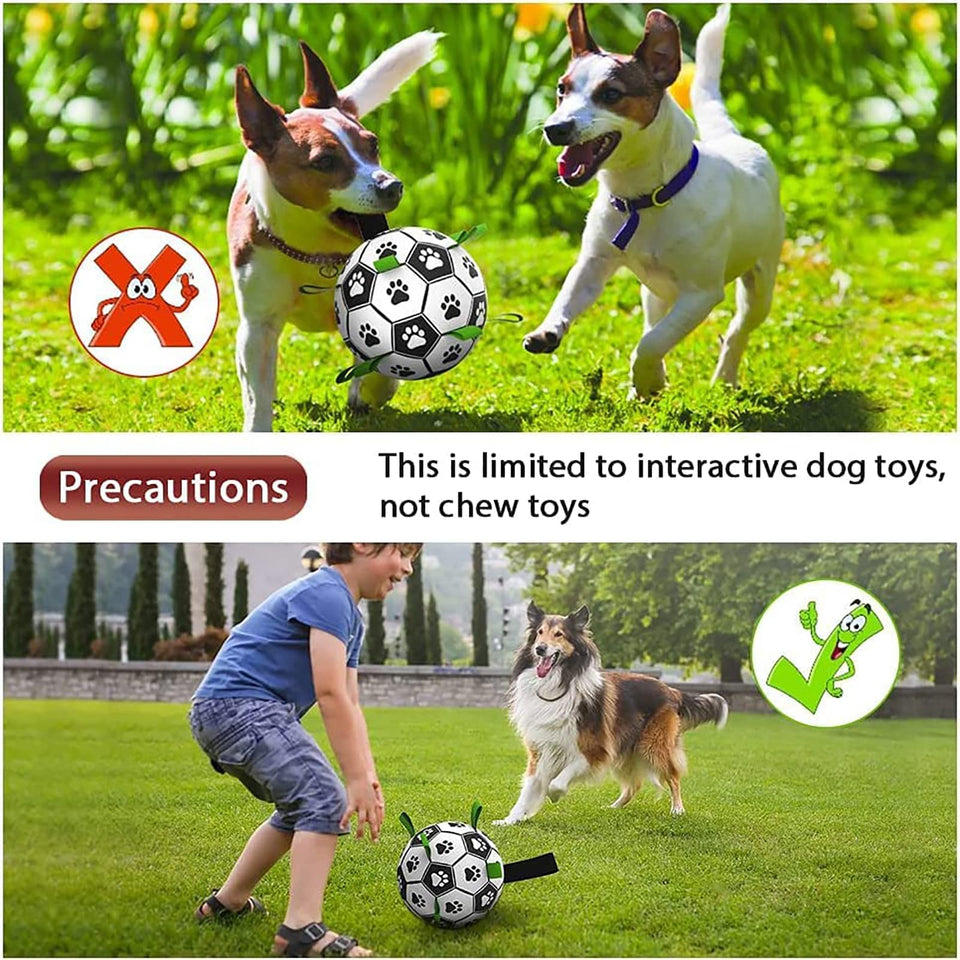 Inflating instructions and pump for dog soccer ball toy