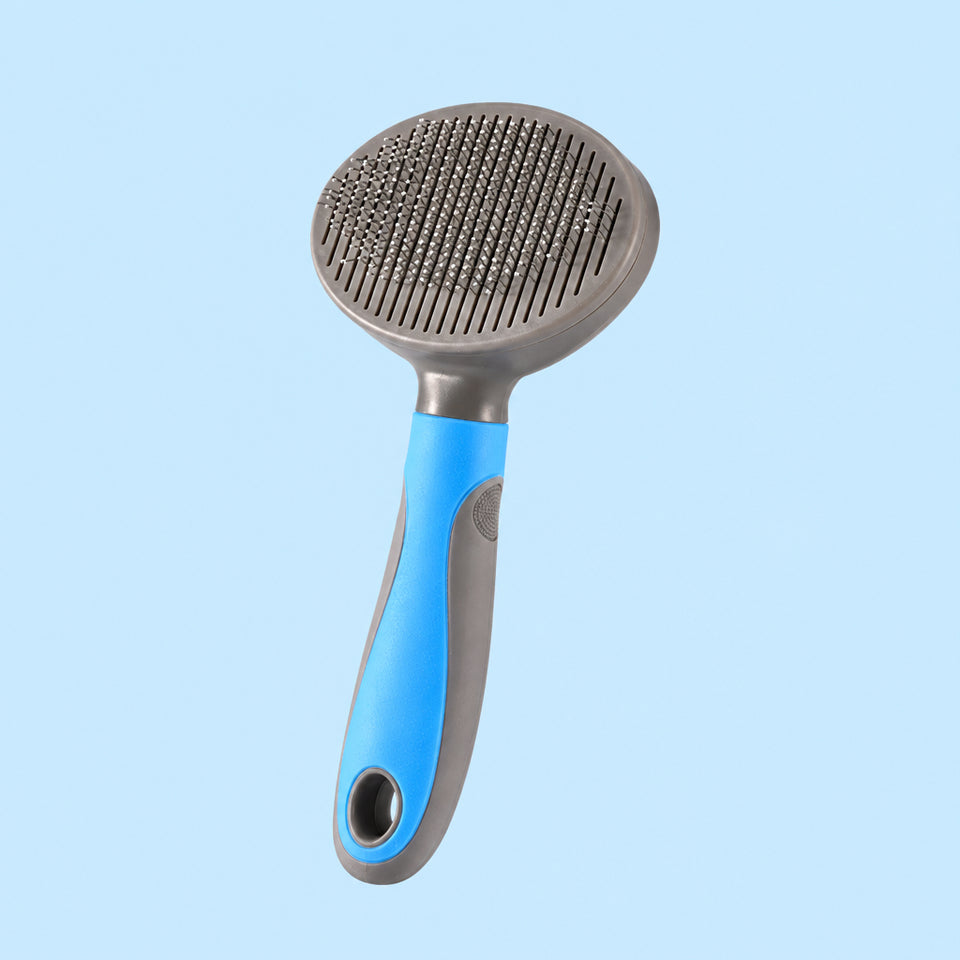 Blue handle steel needle brush for pet grooming